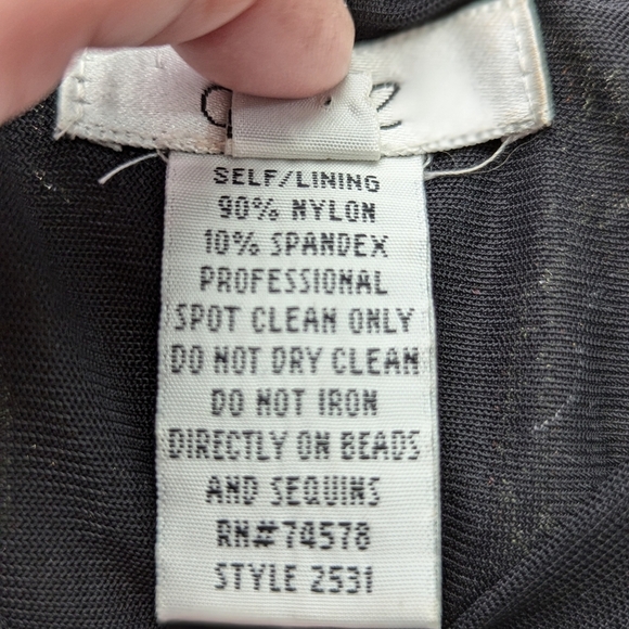 Cache Black Mesh Embellished Long Sleeve Top Sheer Beaded Scrolls | Small - Picture 9 of 9